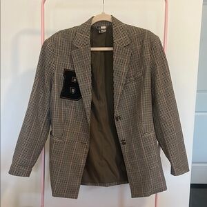 H&M Plaid Blazer with Black Patch
